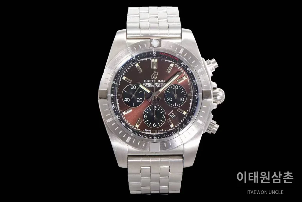 브라이틀링 크로노맷 스틸 블랙다이얼 크로노그래프 오토매틱 44mm 스틸 브레이슬릿 (2)