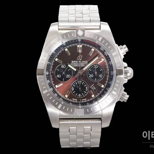 브라이틀링 크로노맷 스틸 블랙다이얼 크로노그래프 오토매틱 44mm 스틸 브레이슬릿 (2)