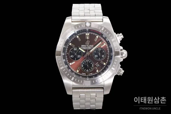 브라이틀링 크로노맷 스틸 블랙다이얼 크로노그래프 오토매틱 44mm 스틸 브레이슬릿 (2)