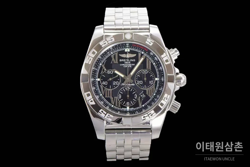 브라이틀링 크로노맷 스틸 블랙다이얼 크로노그래프 오토매틱 44mm 스틸 브레이슬릿 (3)