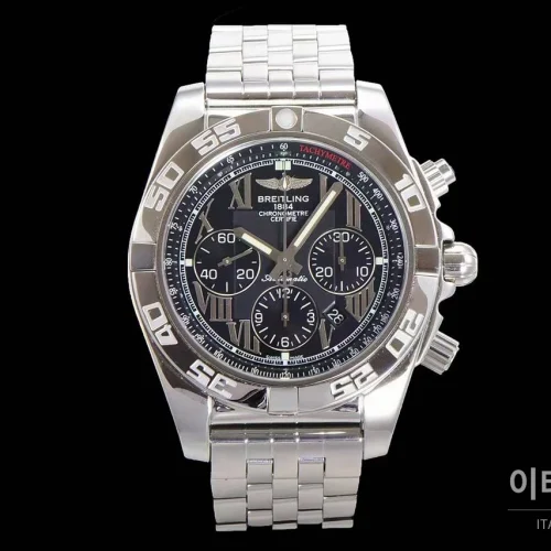 브라이틀링 크로노맷 스틸 블랙다이얼 크로노그래프 오토매틱 44mm 스틸 브레이슬릿 (3)