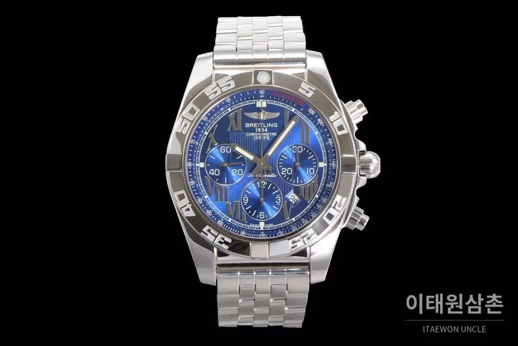 브라이틀링 크로노맷 스틸 블랙다이얼 크로노그래프 오토매틱 44mm 스틸 브레이슬릿 (4)