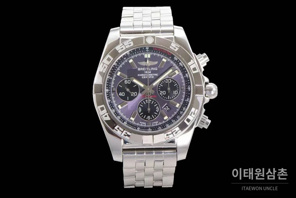 브라이틀링 크로노맷 스틸 블랙다이얼 크로노그래프 오토매틱 44mm 스틸 브레이슬릿 (8)