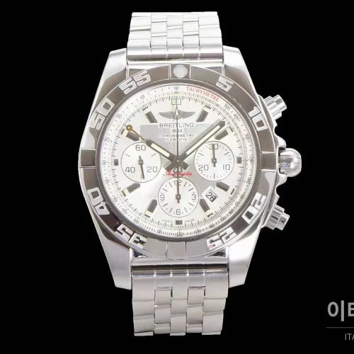 브라이틀링 크로노맷 스틸 블랙다이얼 크로노그래프 오토매틱 44mm 스틸 브레이슬릿 실버 베젤 (3)