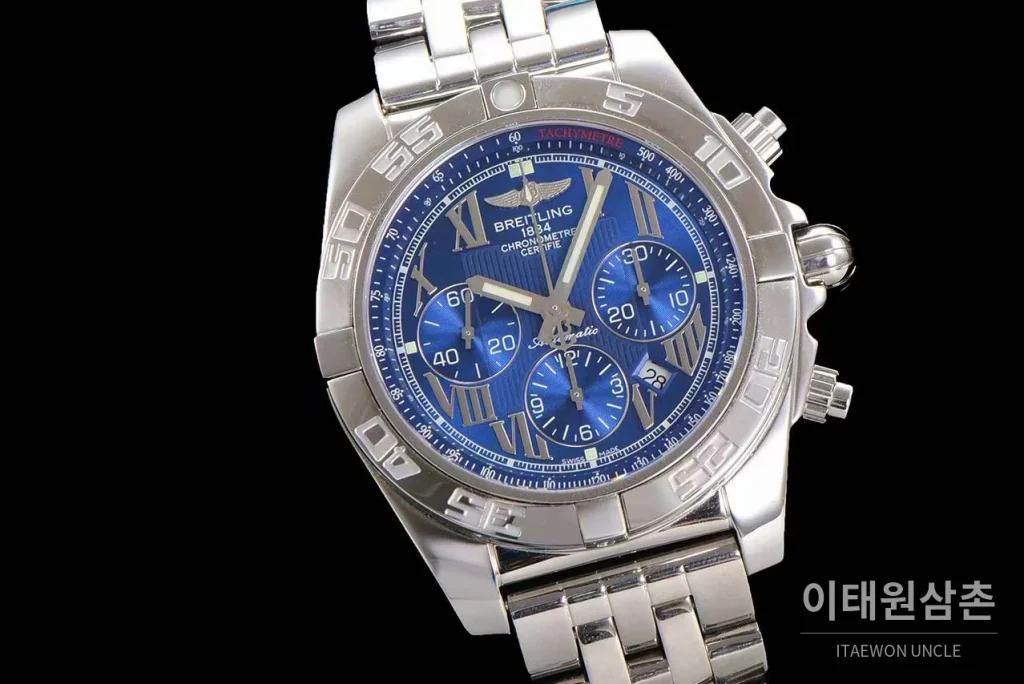 브라이틀링 크로노맷 스틸 블랙다이얼 크로노그래프 오토매틱 44mm 스틸 브레이슬릿 (4)
