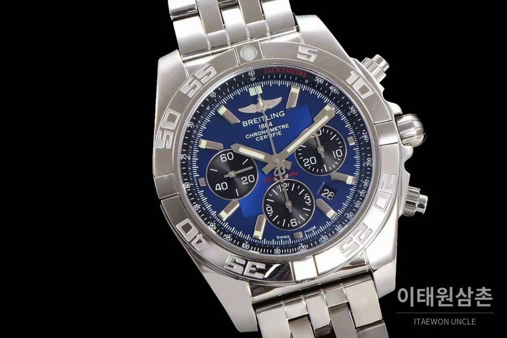 브라이틀링 크로노맷 스틸 블랙다이얼 크로노그래프 오토매틱 44mm 스틸 브레이슬릿 (6)