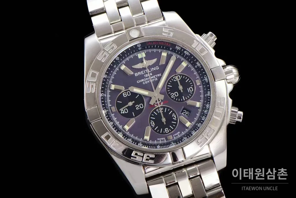 브라이틀링 크로노맷 스틸 블랙다이얼 크로노그래프 오토매틱 44mm 스틸 브레이슬릿 (8)