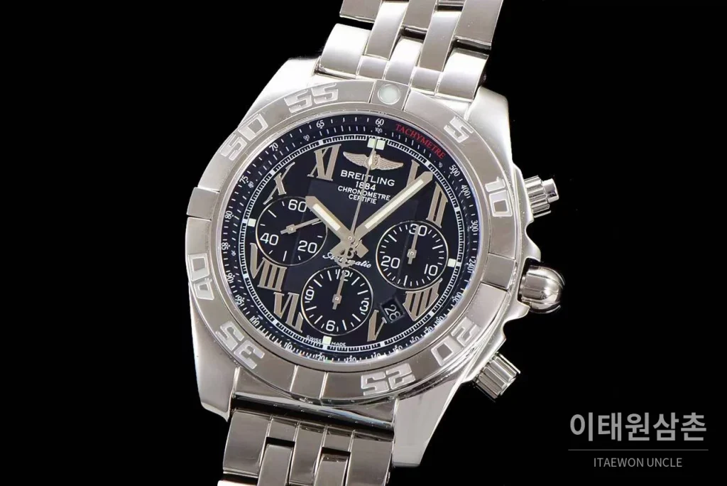 브라이틀링 크로노맷 스틸 블랙다이얼 크로노그래프 오토매틱 44mm 스틸 브레이슬릿 (3)