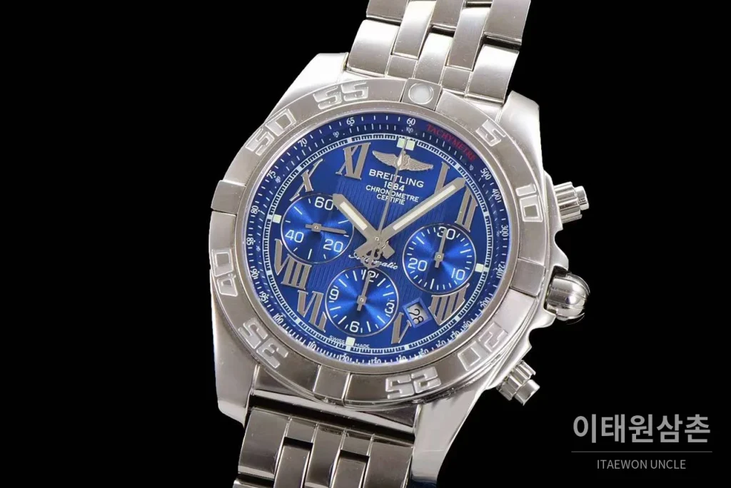 브라이틀링 크로노맷 스틸 블랙다이얼 크로노그래프 오토매틱 44mm 스틸 브레이슬릿 (4)
