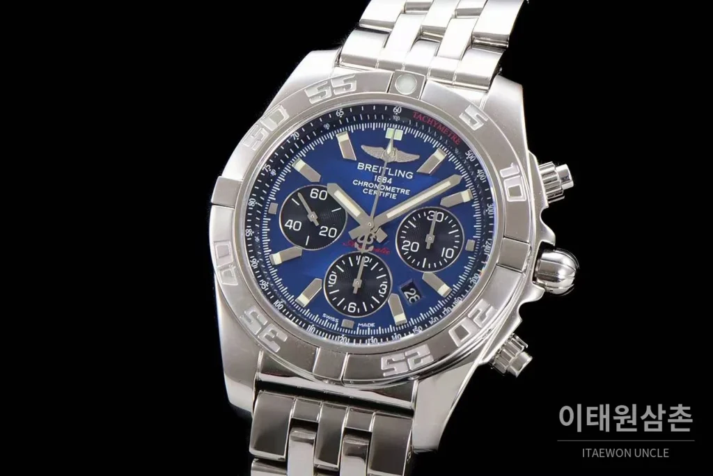 브라이틀링 크로노맷 스틸 블랙다이얼 크로노그래프 오토매틱 44mm 스틸 브레이슬릿 (6)