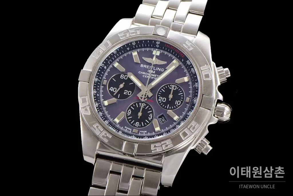 브라이틀링 크로노맷 스틸 블랙다이얼 크로노그래프 오토매틱 44mm 스틸 브레이슬릿 (8)
