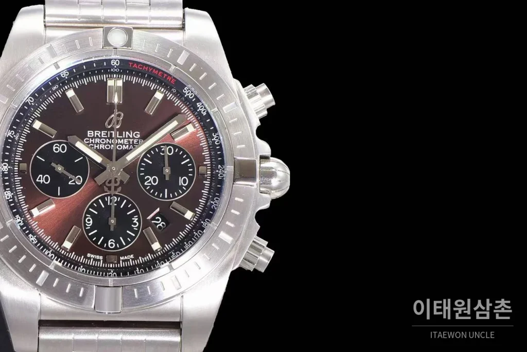 브라이틀링 크로노맷 스틸 블랙다이얼 크로노그래프 오토매틱 44mm 스틸 브레이슬릿 (2)