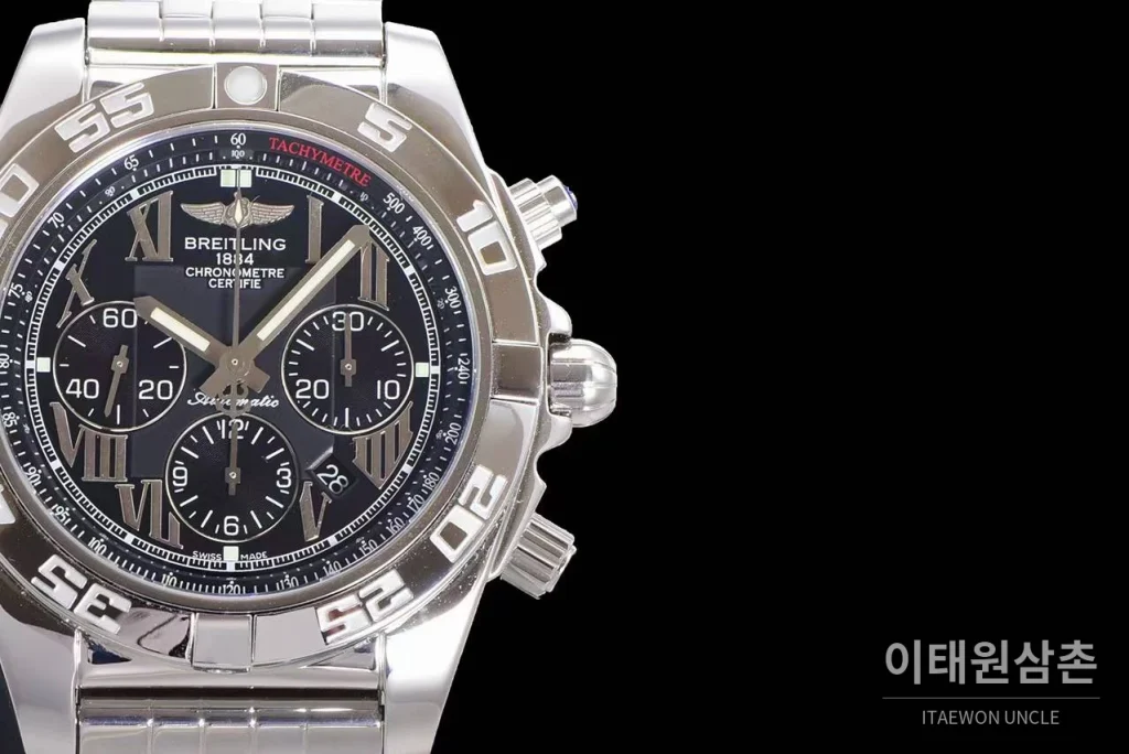 브라이틀링 크로노맷 스틸 블랙다이얼 크로노그래프 오토매틱 44mm 스틸 브레이슬릿 (3)