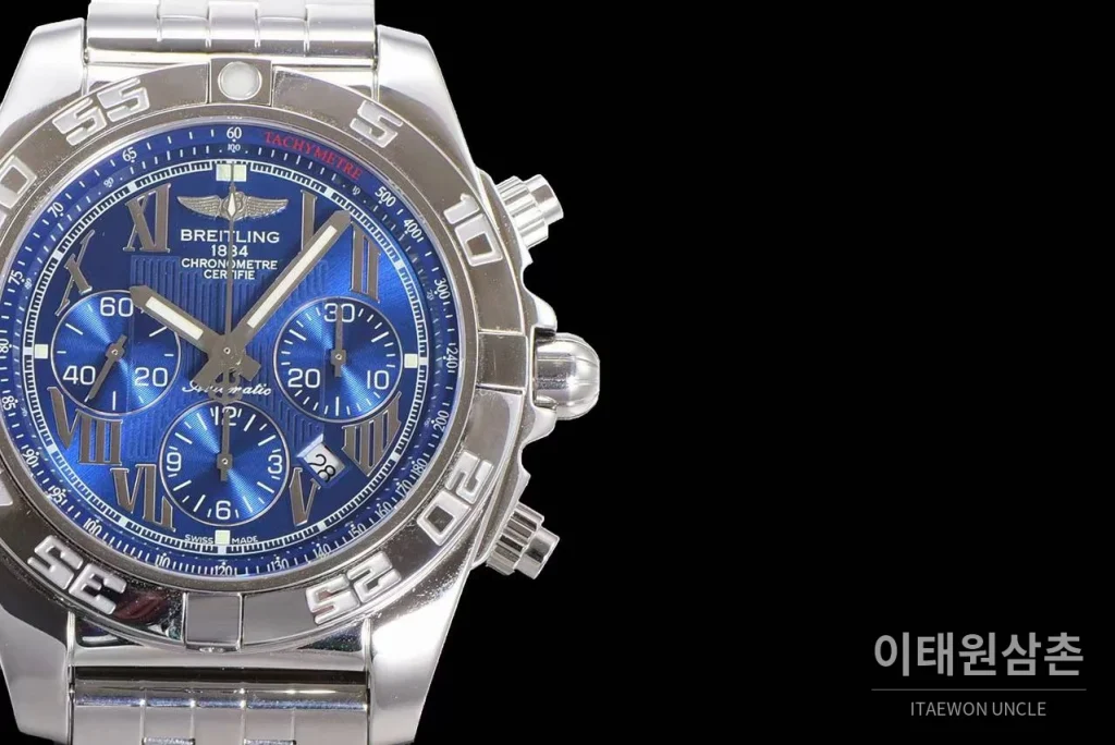 브라이틀링 크로노맷 스틸 블랙다이얼 크로노그래프 오토매틱 44mm 스틸 브레이슬릿 (4)