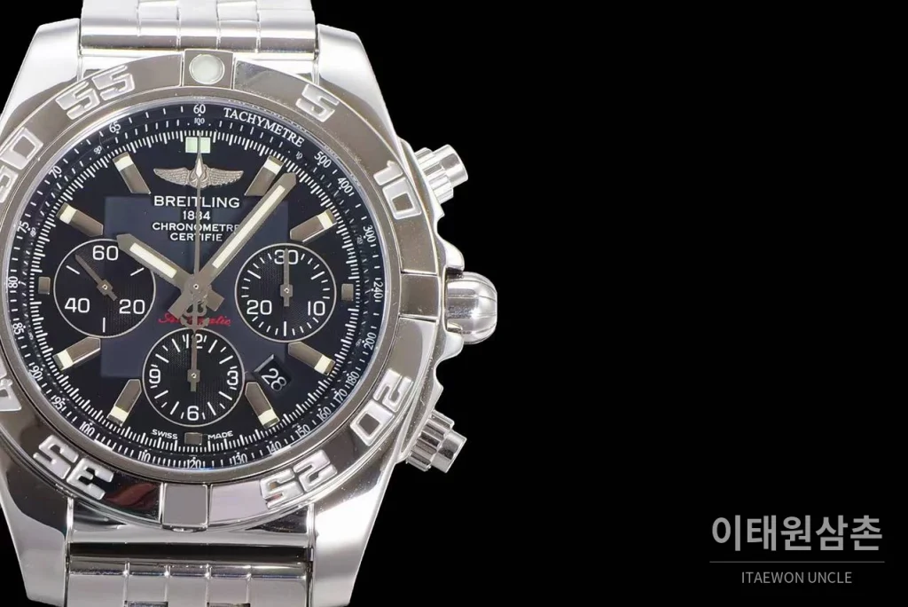 브라이틀링 크로노맷 스틸 블랙다이얼 크로노그래프 오토매틱 44mm 스틸 브레이슬릿 (5)