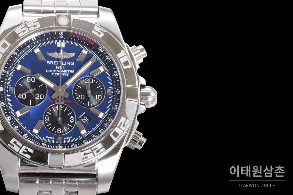 브라이틀링 크로노맷 스틸 블랙다이얼 크로노그래프 오토매틱 44mm 스틸 브레이슬릿 (6)