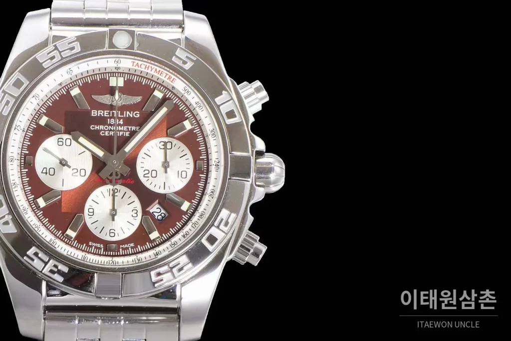 브라이틀링 크로노맷 스틸 블랙다이얼 크로노그래프 오토매틱 44mm 스틸 브레이슬릿 (7)