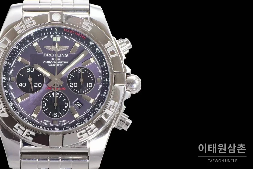 브라이틀링 크로노맷 스틸 블랙다이얼 크로노그래프 오토매틱 44mm 스틸 브레이슬릿 (8)