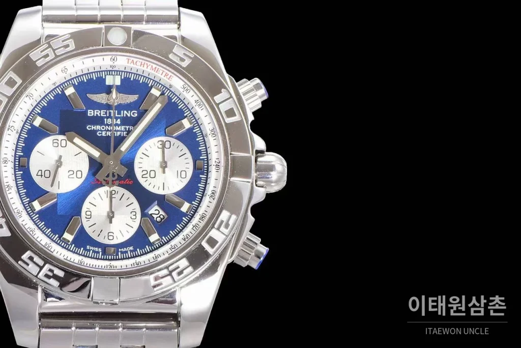 브라이틀링 크로노맷 스틸 블랙다이얼 크로노그래프 오토매틱 44mm 스틸 브레이슬릿 (9)