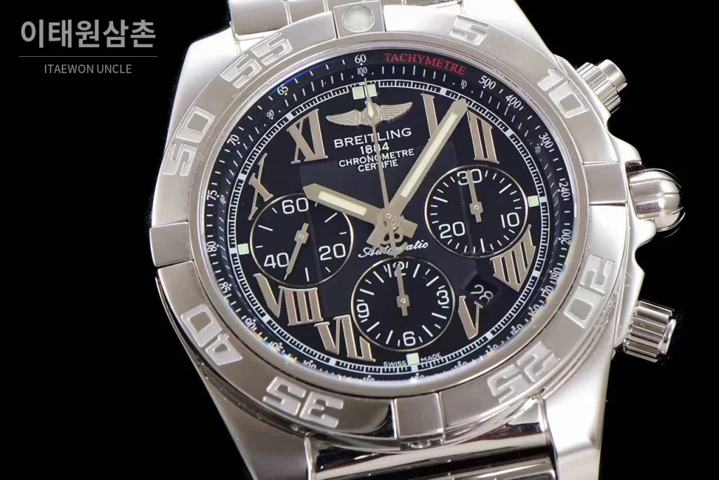 브라이틀링 크로노맷 스틸 블랙다이얼 크로노그래프 오토매틱 44mm 스틸 브레이슬릿 (3)