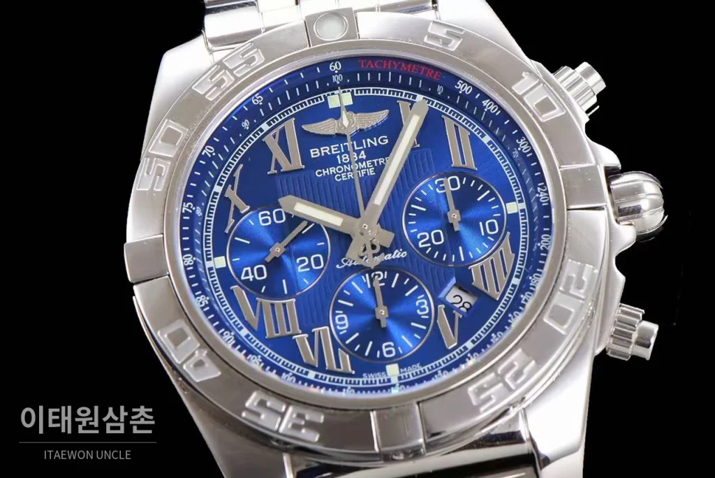 브라이틀링 크로노맷 스틸 블랙다이얼 크로노그래프 오토매틱 44mm 스틸 브레이슬릿 (4)