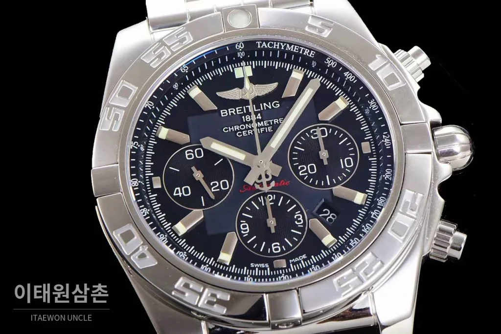 브라이틀링 크로노맷 스틸 블랙다이얼 크로노그래프 오토매틱 44mm 스틸 브레이슬릿 (5)