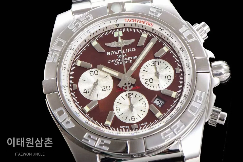 브라이틀링 크로노맷 스틸 블랙다이얼 크로노그래프 오토매틱 44mm 스틸 브레이슬릿 (7)