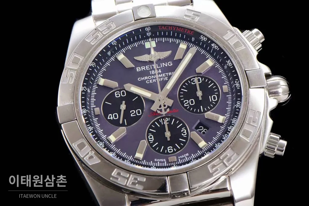 브라이틀링 크로노맷 스틸 블랙다이얼 크로노그래프 오토매틱 44mm 스틸 브레이슬릿 (8)