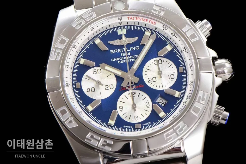 브라이틀링 크로노맷 스틸 블랙다이얼 크로노그래프 오토매틱 44mm 스틸 브레이슬릿 (9)