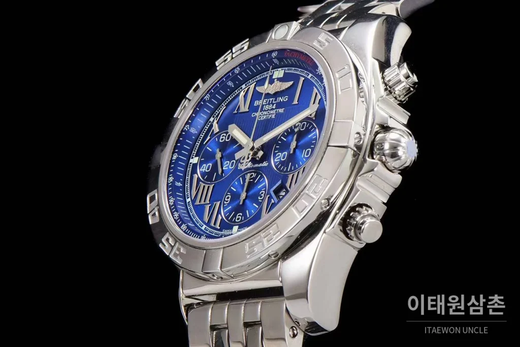 브라이틀링 크로노맷 스틸 블랙다이얼 크로노그래프 오토매틱 44mm 스틸 브레이슬릿 (4)