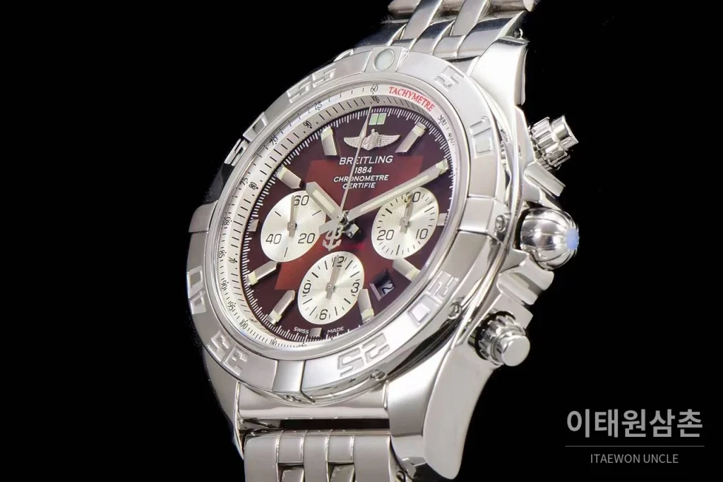 브라이틀링 크로노맷 스틸 블랙다이얼 크로노그래프 오토매틱 44mm 스틸 브레이슬릿 (7)