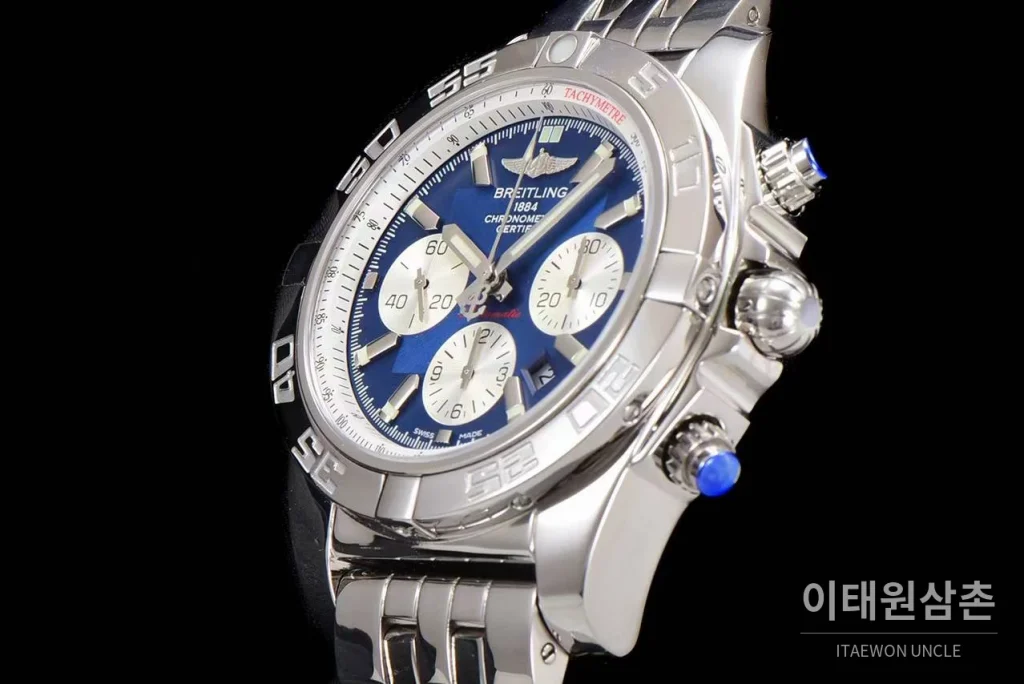 브라이틀링 크로노맷 스틸 블랙다이얼 크로노그래프 오토매틱 44mm 스틸 브레이슬릿 (9)