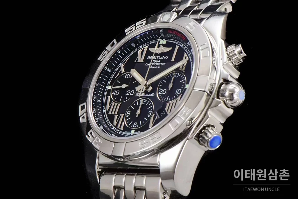 브라이틀링 크로노맷 스틸 블랙다이얼 크로노그래프 오토매틱 44mm 스틸 브레이슬릿 (3)