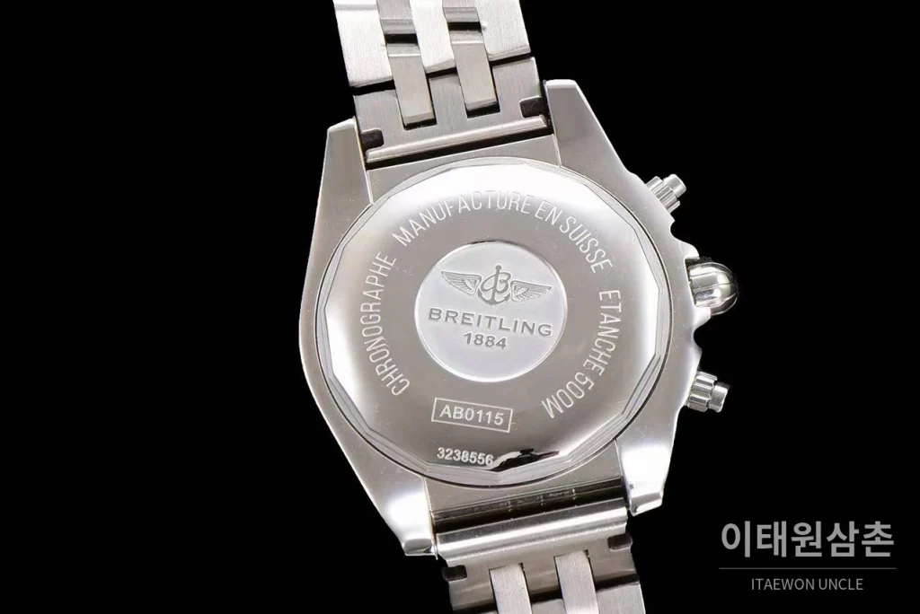 브라이틀링 크로노맷 스틸 블랙다이얼 크로노그래프 오토매틱 44mm 스틸 브레이슬릿 실버 베젤