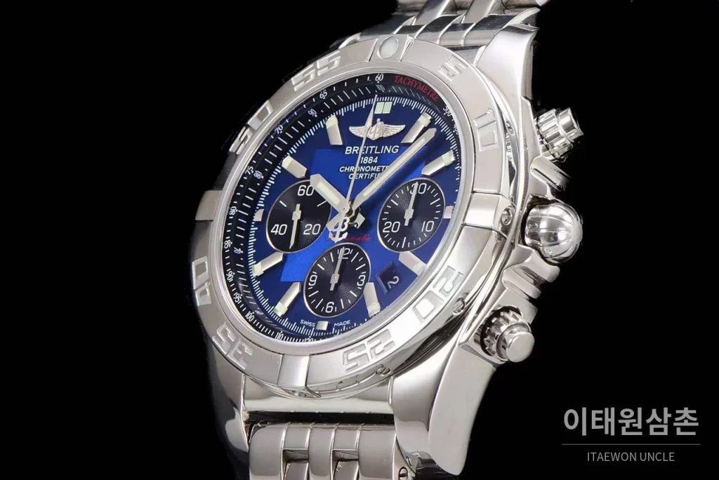 브라이틀링 크로노맷 스틸 블랙다이얼 크로노그래프 오토매틱 44mm 스틸 브레이슬릿 (6)
