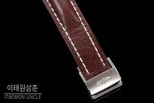 브라이틀링 크로노맷 스틸 블랙다이얼 크로노그래프 오토매틱 44mm 브라운 가죽 스트랩 실버 베젤