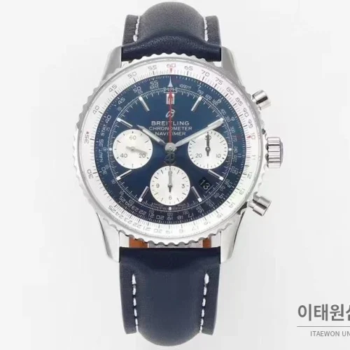 브라이틀링 내비타이머1 B01 스틸 슬라이드룰베젤 크로노그래프 오토매틱 43mm (4) 브라이틀링 내비타이머1 B01 스틸 슬라이드룰베젤 크로노그래프 오토매틱 43mm 네이비 다이얼 네이비 가죽 스트랩