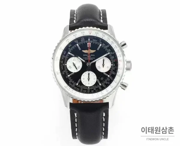 브라이틀링 내비타이머1 B01 스틸 슬라이드룰베젤 크로노그래프 오토매틱 43mm (6) 브라이틀링 내비타이머1 B01 스틸 슬라이드룰베젤 크로노그래프 오토매틱 43mm 네이비 다이얼 블랙 가죽 스트랩 (2)