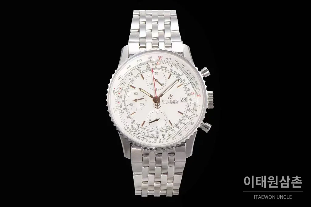 브라이틀링 내비타이머 1 스틸 블랙다이얼 크로노그래프 오토매틱 41mm 스틸 브레이슬릿