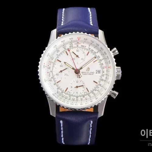 브라이틀링 내비타이머 1 스틸 블랙다이얼 크로노그래프 오토매틱 41mm (11) 브라이틀링 내비타이머 1 스틸 블랙다이얼 크로노그래프 오토매틱 41mm 네이비 가죽 스트랩 실버 베젤 (2)