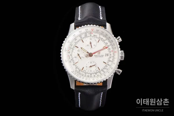 브라이틀링 내비타이머 1 스틸 블랙다이얼 크로노그래프 오토매틱 41mm (12) 브라이틀링 내비타이머 1 스틸 블랙다이얼 크로노그래프 오토매틱 41mm 블랙 가죽 스트랩 실버 베젤