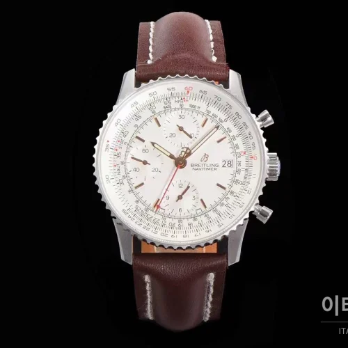 브라이틀링 내비타이머 1 스틸 블랙다이얼 크로노그래프 오토매틱 41mm (13) 브라이틀링 내비타이머 1 스틸 블랙다이얼 크로노그래프 오토매틱 41mm 브라운 가죽 스트랩 실버 베젤 (2)