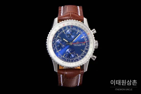 브라이틀링 내비타이머 1 스틸 블랙다이얼 크로노그래프 오토매틱 41mm (7) 브라이틀링 내비타이머 1 스틸 블랙다이얼 크로노그래프 오토매틱 41mm 브라운 가죽 스트랩 화이트 베젤