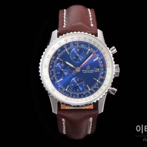 브라이틀링 내비타이머 1 스틸 블랙다이얼 크로노그래프 오토매틱 41mm 브라운 가죽 스트랩 화이트 베젤 (2)