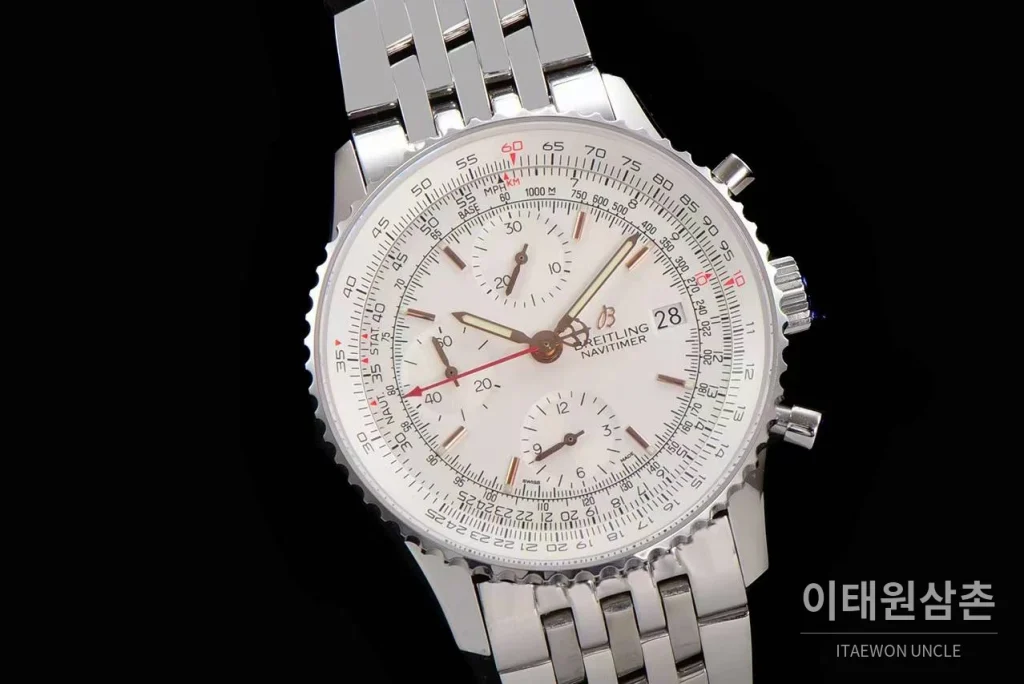 브라이틀링 내비타이머 1 스틸 블랙다이얼 크로노그래프 오토매틱 41mm 스틸 브레이슬릿