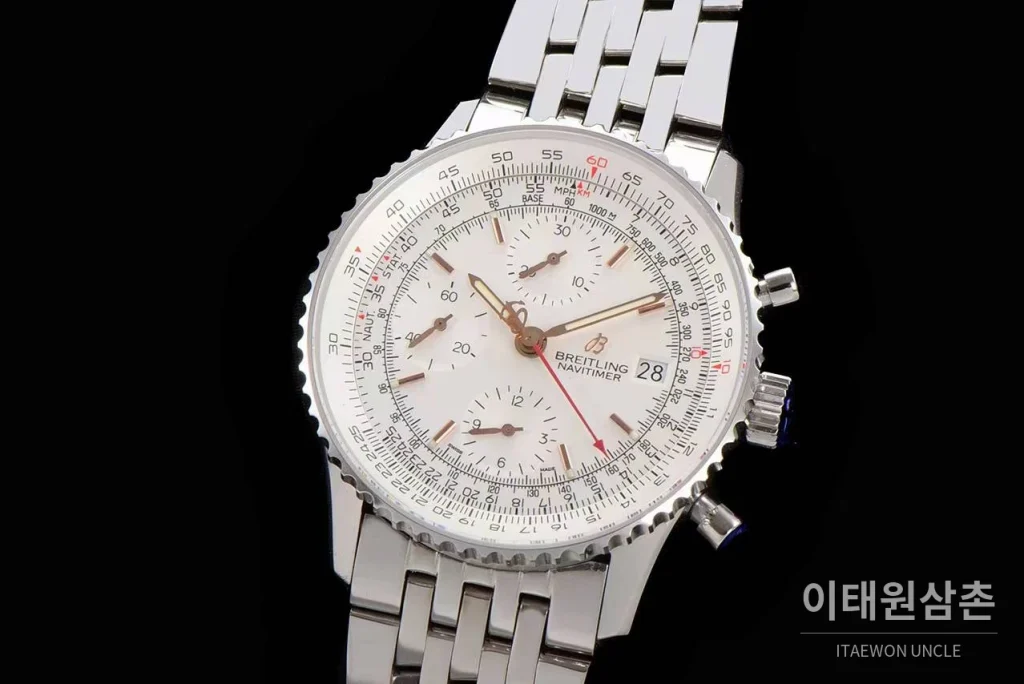 브라이틀링 내비타이머 1 스틸 블랙다이얼 크로노그래프 오토매틱 41mm 스틸 브레이슬릿