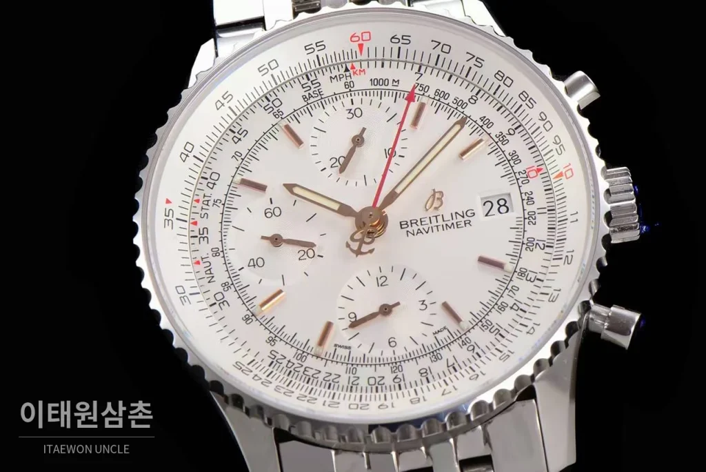 브라이틀링 내비타이머 1 스틸 블랙다이얼 크로노그래프 오토매틱 41mm 스틸 브레이슬릿