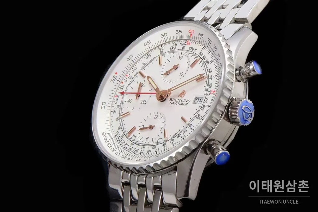 브라이틀링 내비타이머 1 스틸 블랙다이얼 크로노그래프 오토매틱 41mm 스틸 브레이슬릿