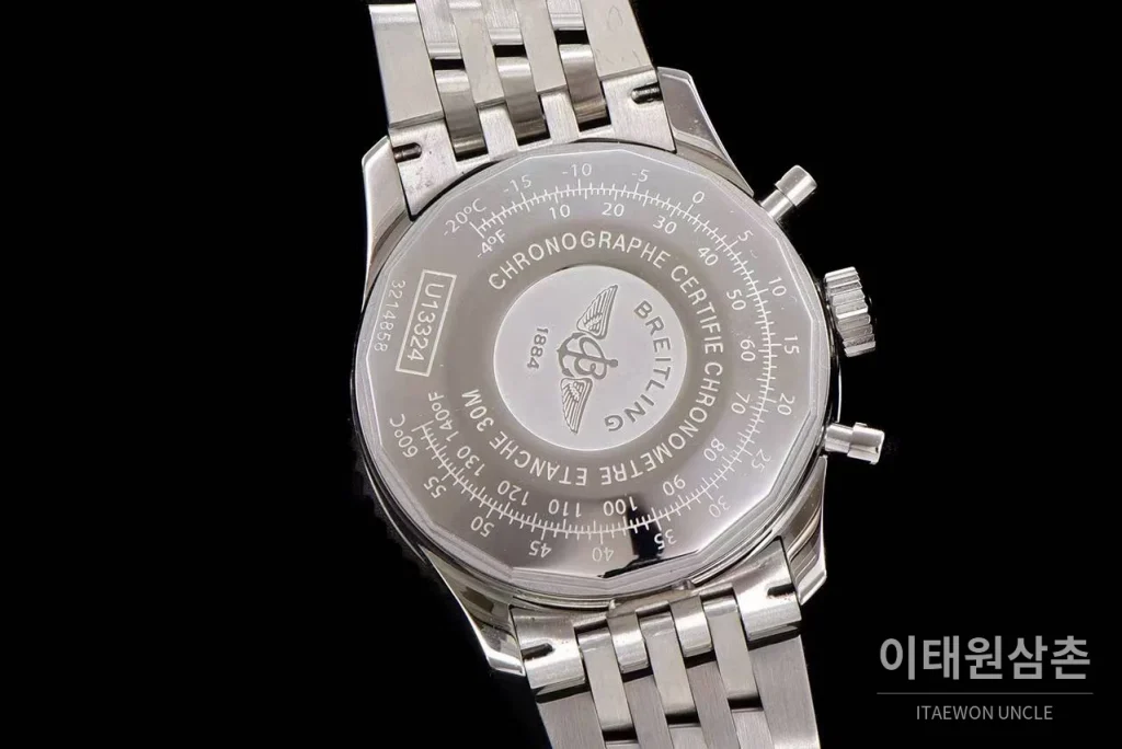 브라이틀링 내비타이머 1 스틸 블랙다이얼 크로노그래프 오토매틱 41mm 스틸 브레이슬릿