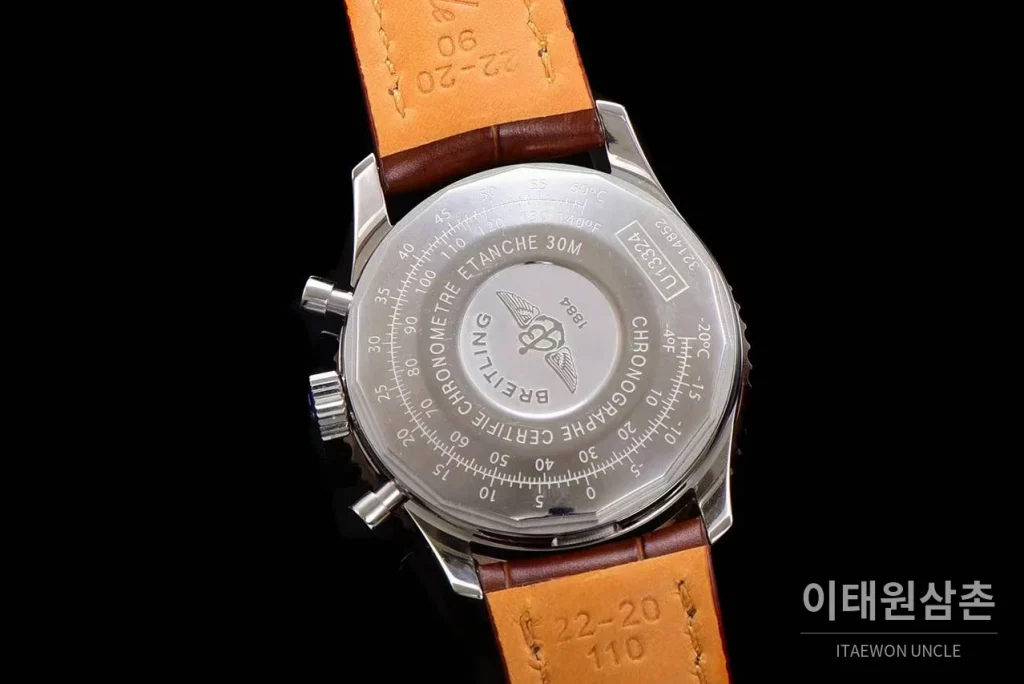 브라이틀링 내비타이머 1 스틸 블랙다이얼 크로노그래프 오토매틱 41mm 브라운 가죽 스트랩 로즈골드 베젤 (2)